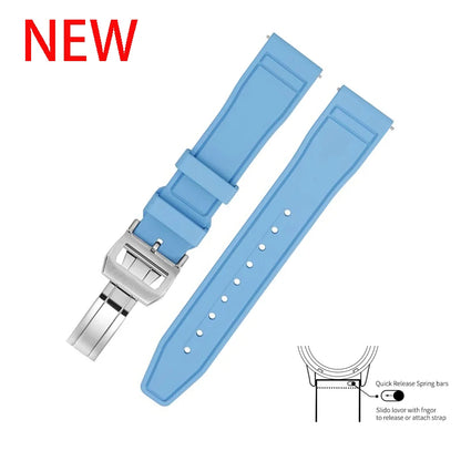 20mm 21mm 22mm Premium FKM Fluoro Rubber Watch Straps FPM Butterfly Buckle Quick Release Watch Bands for I-WC Watch Bands