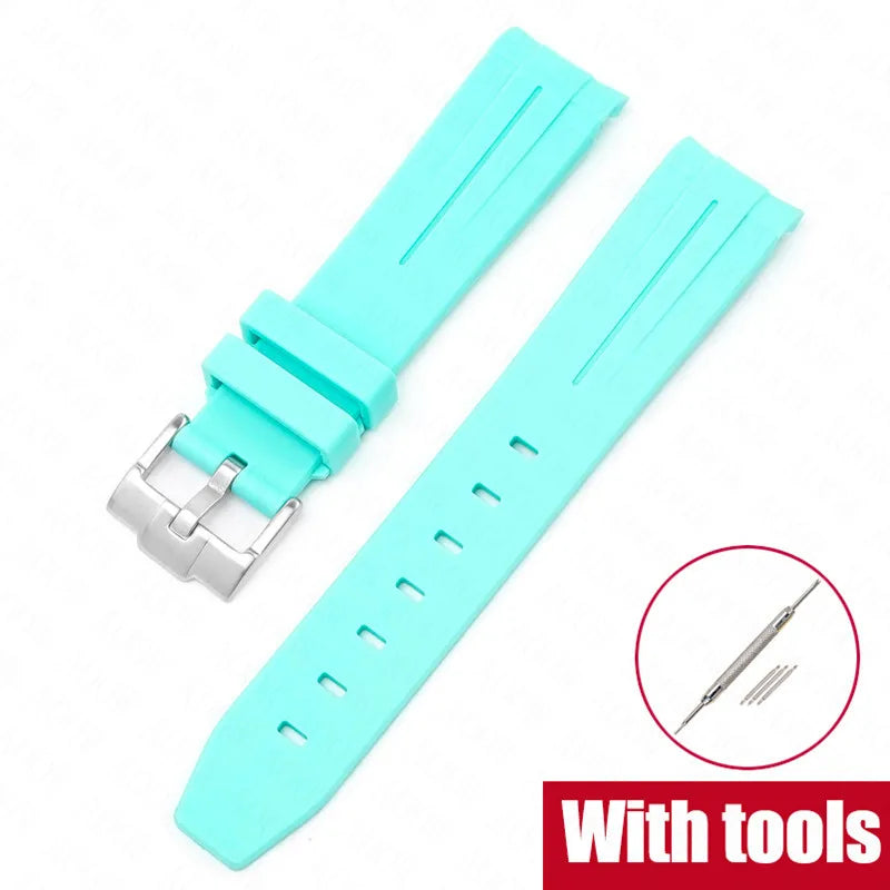 Curved End Rubber Strap for MoonSwatch, 20mm, for Men and Women, Waterproof Sport Watch Band