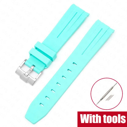 Curved End Rubber Strap for MoonSwatch, 20mm, for Men and Women, Waterproof Sport Watch Band