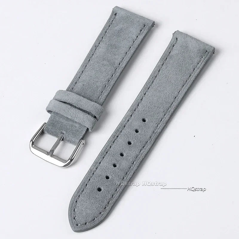Bracelet de montre en cuir véritable suédé pour Seiko, Vintage, couture faite à la main, pour Rolex 18mm 19mm 20mm 22mm 24mm