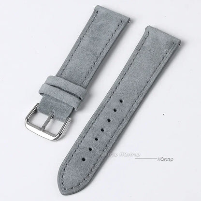 Bracelet de montre en cuir véritable suédé pour Seiko, Vintage, couture faite à la main, pour Rolex 18mm 19mm 20mm 22mm 24mm