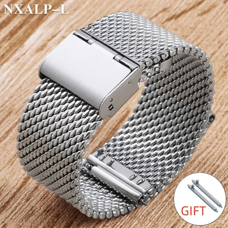 Bracelet de montre en acier inoxydable, boucle en maille milanaise 1.0, 18mm 20mm 22mm 24mm, Bracelet de 3mm d'épaisseur pour DW pour Omega