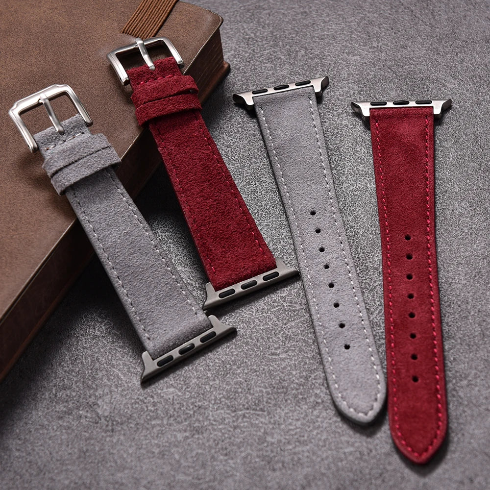 Suede Leather Bracelet for Apple Watch Band 44mm 40mm 38mm 45mm 41mm Vintage Leather Strap iWatch Series 6 SE 7 8 9 10 Ultra2 49