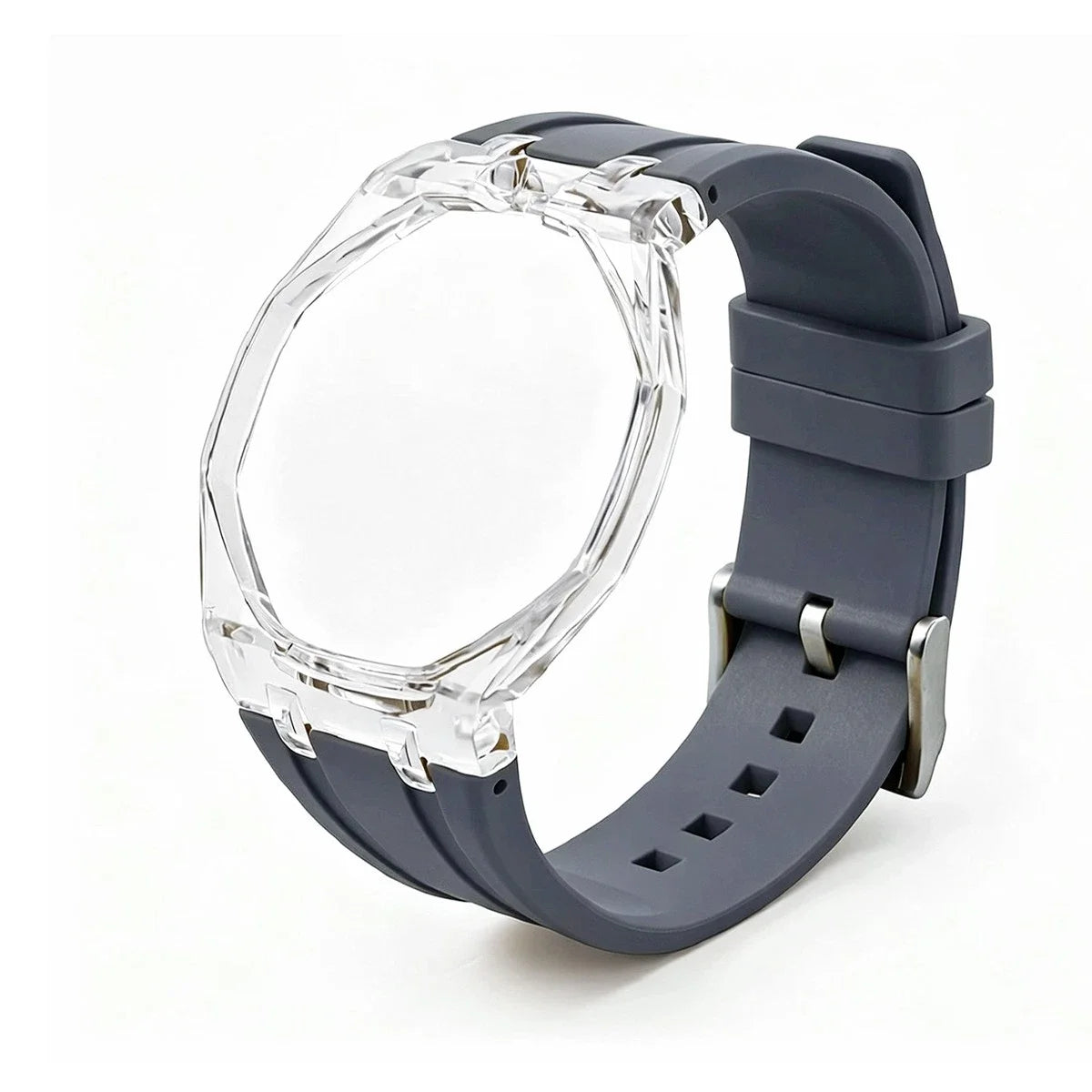 Cassa in plastica trasparente Glacier + cinturino in silicone per orologio da taschino AP X Swatch Royal Pop, trasformatore da orologio da taschino a cinturino in caucciù
