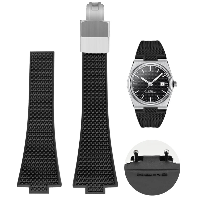 CTS Rubber strap for TISSOT PRX Powermatic 35mm 40mm 11mm 12mm Quick Release Spring Bar Watch Straps FKM Black Navy