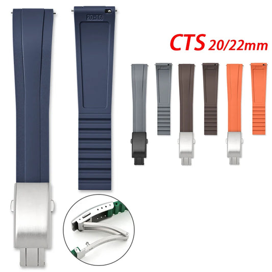 CTS Bracelet en Silicone liquide universel étanche pour 20mm 22mm coupe sur la taille Bracelet de montre de Sport à dégagement rapide pour Omega Seiko