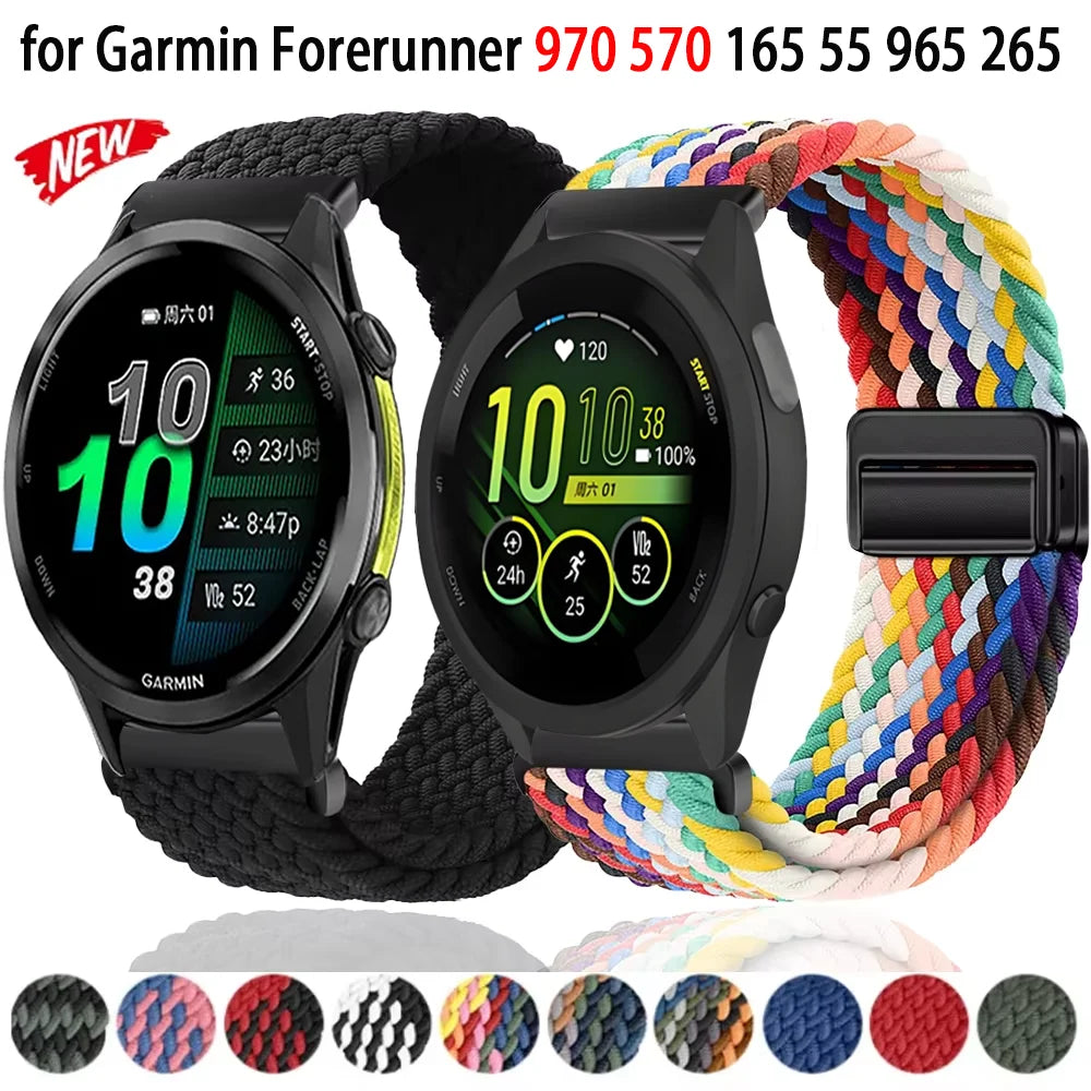 Bracelet magnétique en Nylon, 20mm 22mm, pour Garmin Forerunner 970 570 165 55 965 265/Venu 3, Bracelet de sport Garmin Active 6 5 Correa