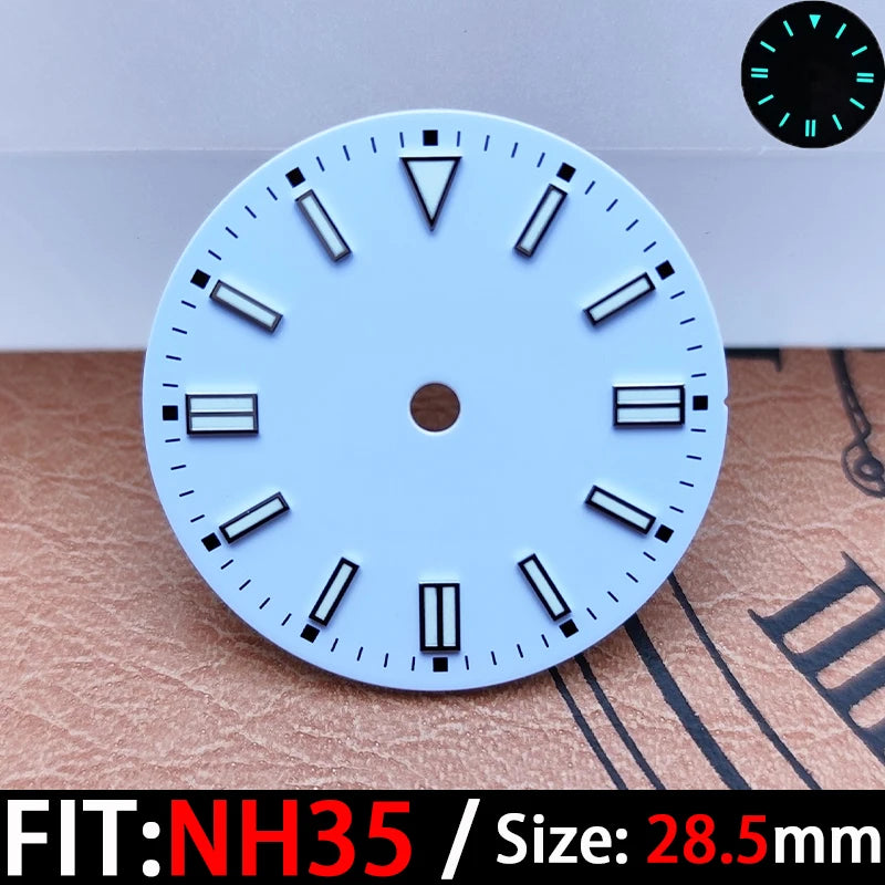 The 28.5mm luminous yellow, black, blue, and green sterile watch face is suitable for NH35/8215/2836 movement watch accessories