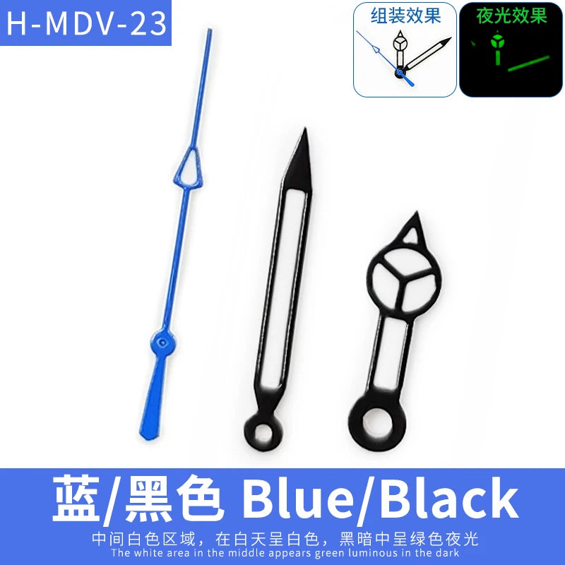 MDV-106 Luminous Watch Hands for Casio Marlin/Duro Miyota 2115 MDV 106, Black/Silver/Gold Watch Hands, Hour, Minute, Second