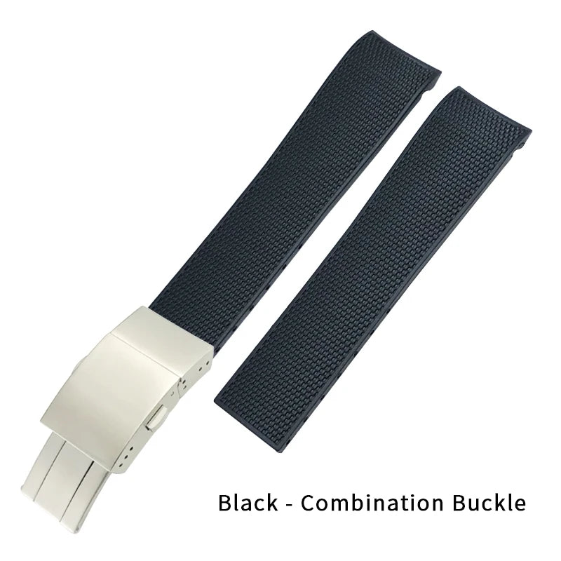 Bracelet de montre en caoutchouc et Silicone, 21mm 20mm 19mm, pour Longines Conquest HydroConquest L3, boucle pliante, noir, étanche