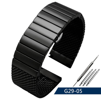 Cinturino in maglia d'acciaio shark diver, 20/22/24 mm, per orologio milanese, Bracciale in tessuto, chiusura doppia, per Breitling Omega