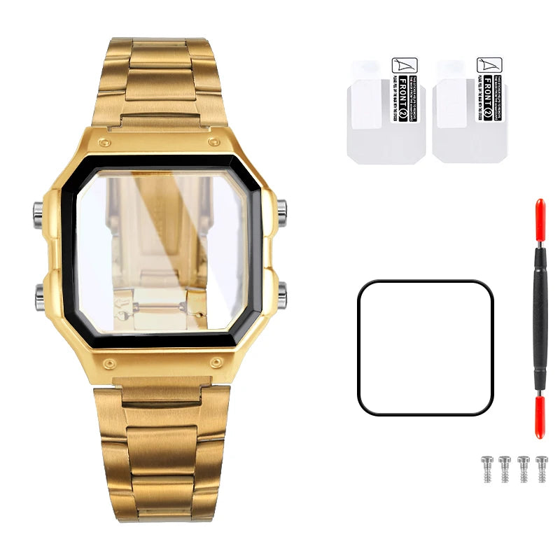 Stainless Steel Watch Case and Strap Modification Kit for Casio Royale Mod AE-1200 (3299) AE-1200WH AE-1300 WS-1600H (3556) WS-1600H