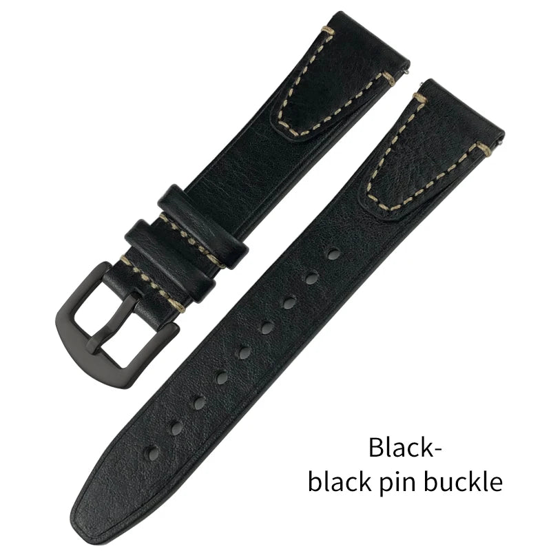 Cinturino per orologio vintage fatto a mano in vera pelle, 17mm 18mm 19mm 20mm 21mm 22mm 23mm 24mm, marrone scuro, nero, morbido, da uomo