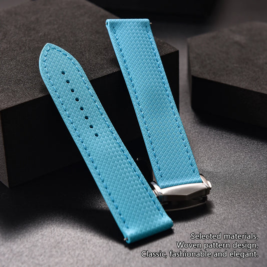 Bracelet de montre en caoutchouc FKM, nouveau Design, à dégagement rapide, 20mm 22mm, boucle papillon, étanche, ajustement parfait, extrémité plate, bandes universelles