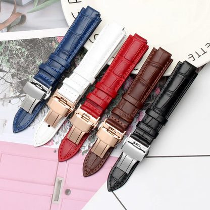 Bracelet de montre en cuir véritable pour ceinture à bouche convexe, 14x8mm, 16x8mm, 18x11mm, 20mm, accessoires de montre