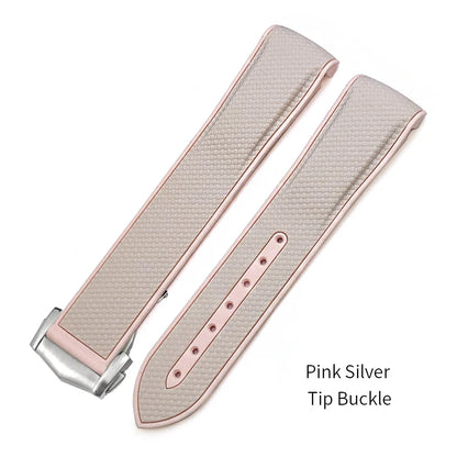 Cinturino per orologio in caucciù naturale per Omega Seam84, cinturino in silicone, cinturino morbido, bianco, rosa, marrone, colorato, 19mm, 20mm, 18mm