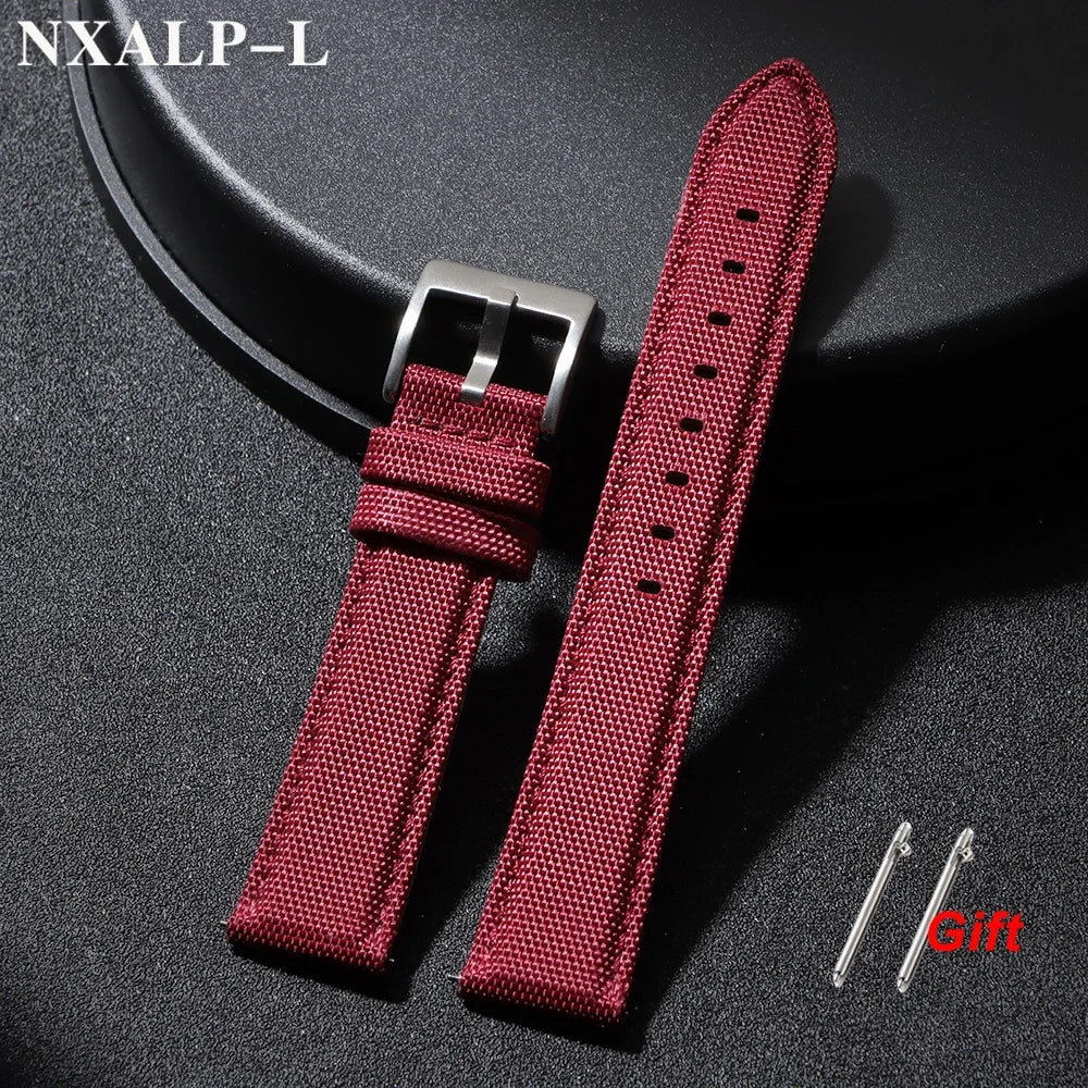 Bracelet de montre en cuir voile de qualité, 20mm 22mm, pour Seiko pour Omega, tissu en Nylon, accessoires de bracelet à dégagement rapide