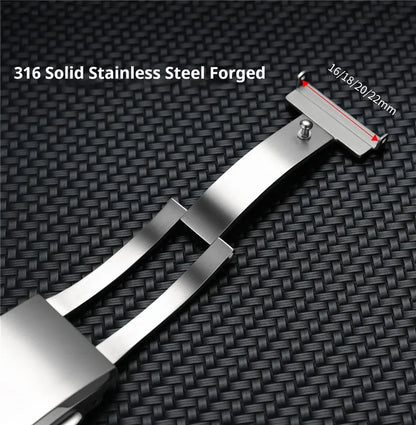 316L Stainless Steel Watch Buckle 16mm 18mm 20mm 22mm, Double Push Button Folding Clasp, Brushed Metal Watch Strap Clasp