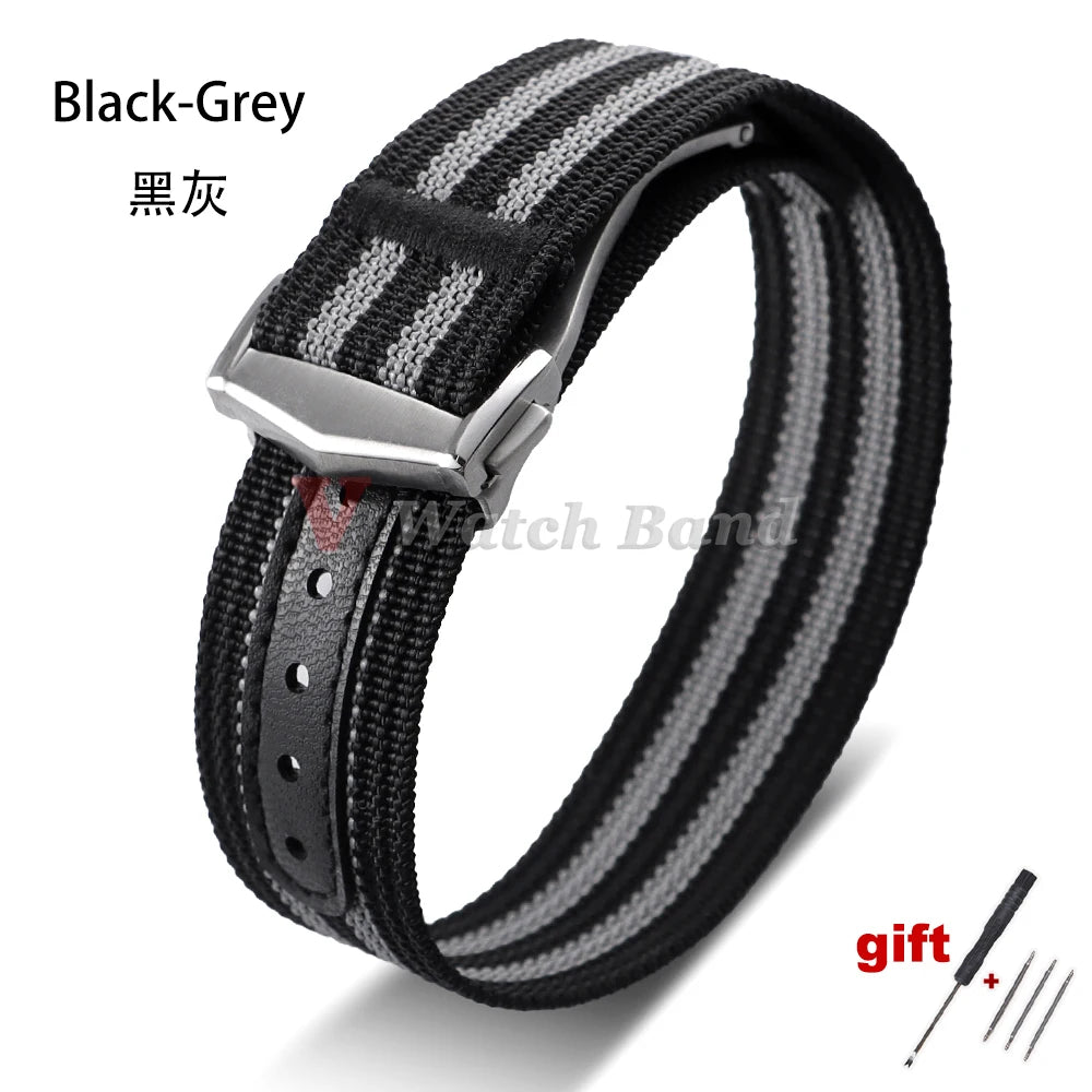Pour Omega pour Swatch pour Moonswatch toile Nylon bracelet de montre 20mm pour Seiko Sport bracelet de montre étanche boucle pliante brossée