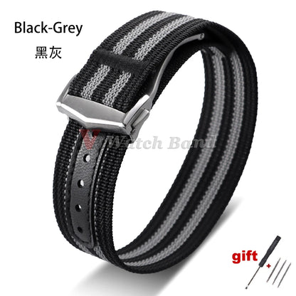 Pour Omega pour Swatch pour Moonswatch toile Nylon bracelet de montre 20mm pour Seiko Sport bracelet de montre étanche boucle pliante brossée