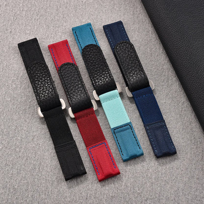 Cinturino in nylon e pelle resistente con chiusura a strappo 20 mm, per orologi sportivi da uomo e donna, accessori per Omega, Rolex, Tissot