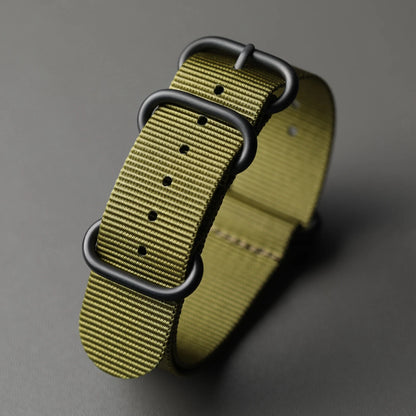 Nylon Watch Strap, 20MM 22MM 24MM, Wear-Resistant, Waterproof, Flexible, Black Green Retro G10 Pilot Watch Band