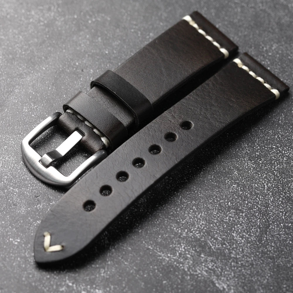Handmade Vintage Calfskin Watch Strap for Men, Brown and Blue Strap, Soft Strap, Oil-Resistant, 18mm, 19mm, 20mm, 21mm, 22mm, 24mm