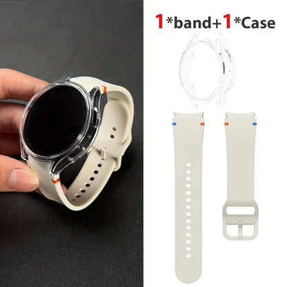 Set di 2 pezzi (cinturino e custodia) per Samsung Watch FE/7/6/5/4/5 Pro, stile punto piatto, compatibile con quadranti da 40/44/45mm, protezione anticaduta, confezione regalo