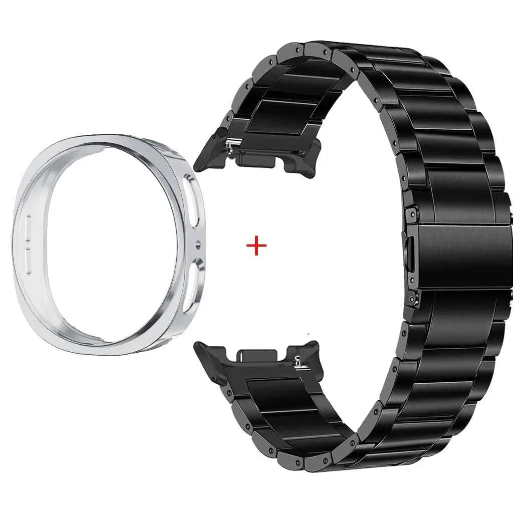 Stainless Steel Watch Band + Case for Samsung Galaxy Watch 8 40mm 44mm, Full Cover Metal Strap