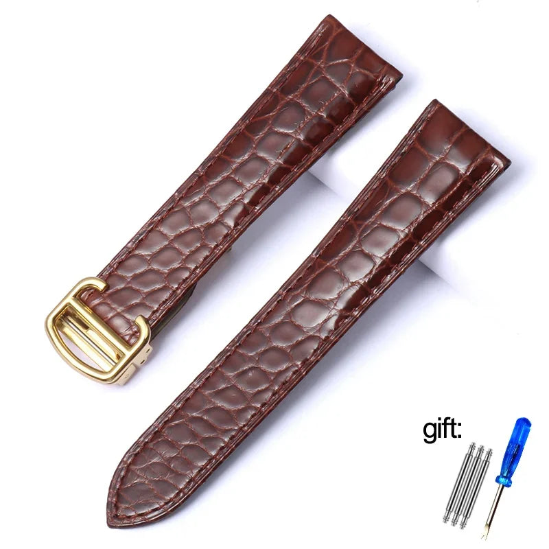 Men's and women's alligator leather bracelet, genuine leather watch strap, Cartier Solo, Precious London, black and brown, 16mm, 18mm, 20mm, 22mm, 24mm