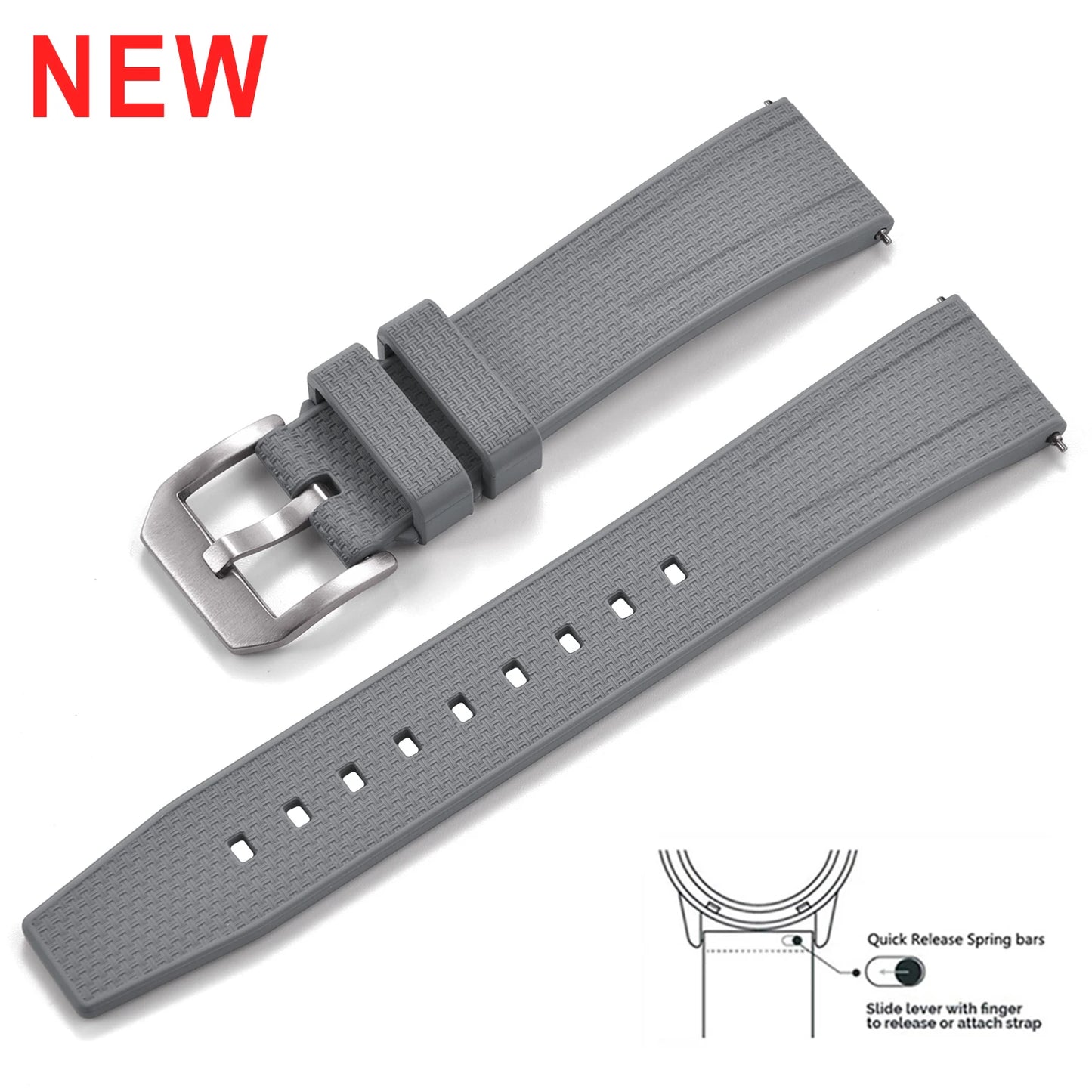 FKM Rubber Watch Strap 20mm 22mm Quick Release Waterproof Fluoro Rubber Dive Watch Band for Traditional Dive Watch Accessories