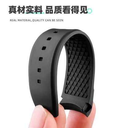 Bracelet de montre en caoutchouc FKM incurvé de haute qualité, 20 22mm, pour seiko rolex tudor Tissot, bracelet de montre pour hommes, fermoir papillon