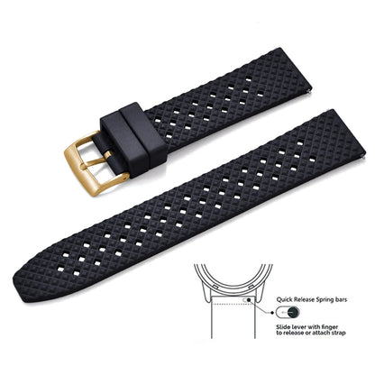 Bracelets de montre en caoutchouc FKM tropical premium 20 mm 22 mm à dégagement rapide, motif nid d'abeille, respirants et poreux pour Seiko SRP775