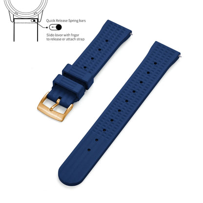 JUELONG – bracelets de montre en caoutchouc gaufré FKM, à dégagement rapide, étanche, Durable, en caoutchouc fluoré, 20mm 22mm, pour montre de plongée traditionnelle