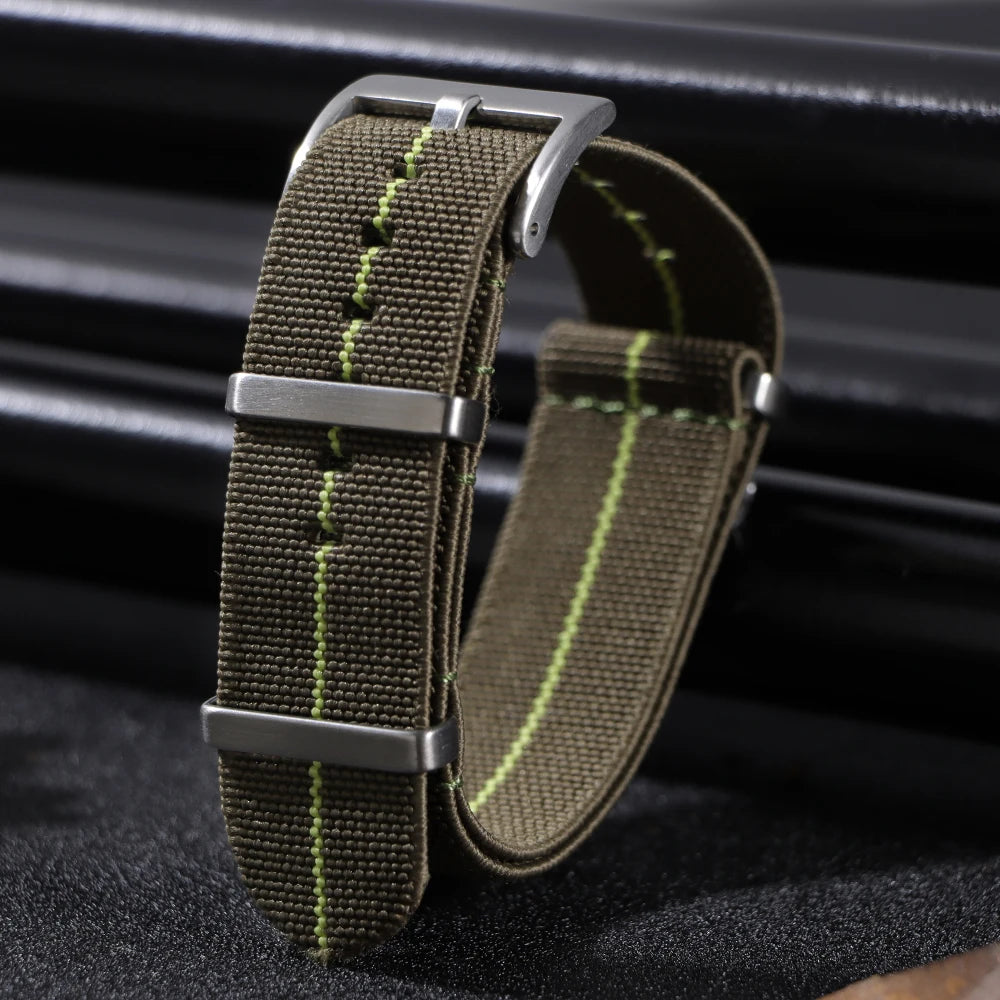 Washable Elastic Nylon Watch Strap for IWC Tissot 60s French Troops Parachute Bag, 18mm 20mm 22mm, Outdoor Sports Bracelet