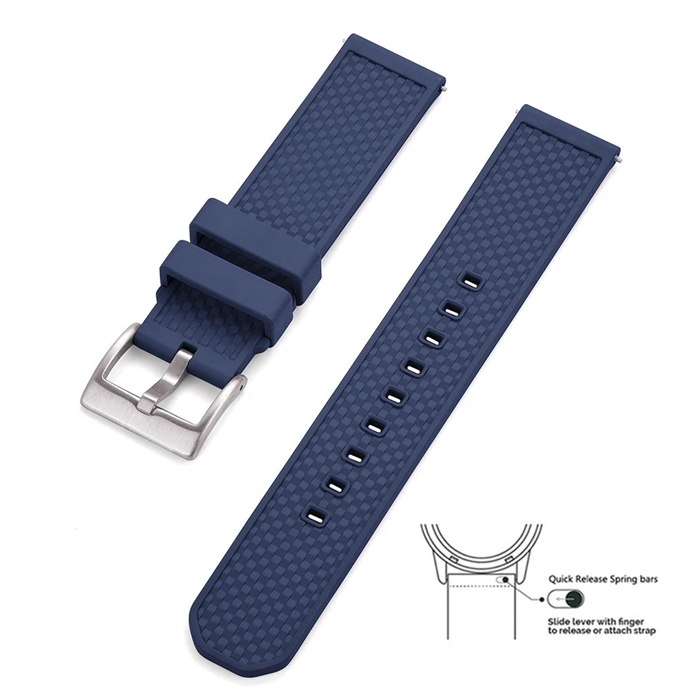 Premium Quality 18mm 20mm 22mm FPM/FKM Watch Strap, New Design Quick Release Fluoro Rubber Watchbands for Every Smartwatch Brand