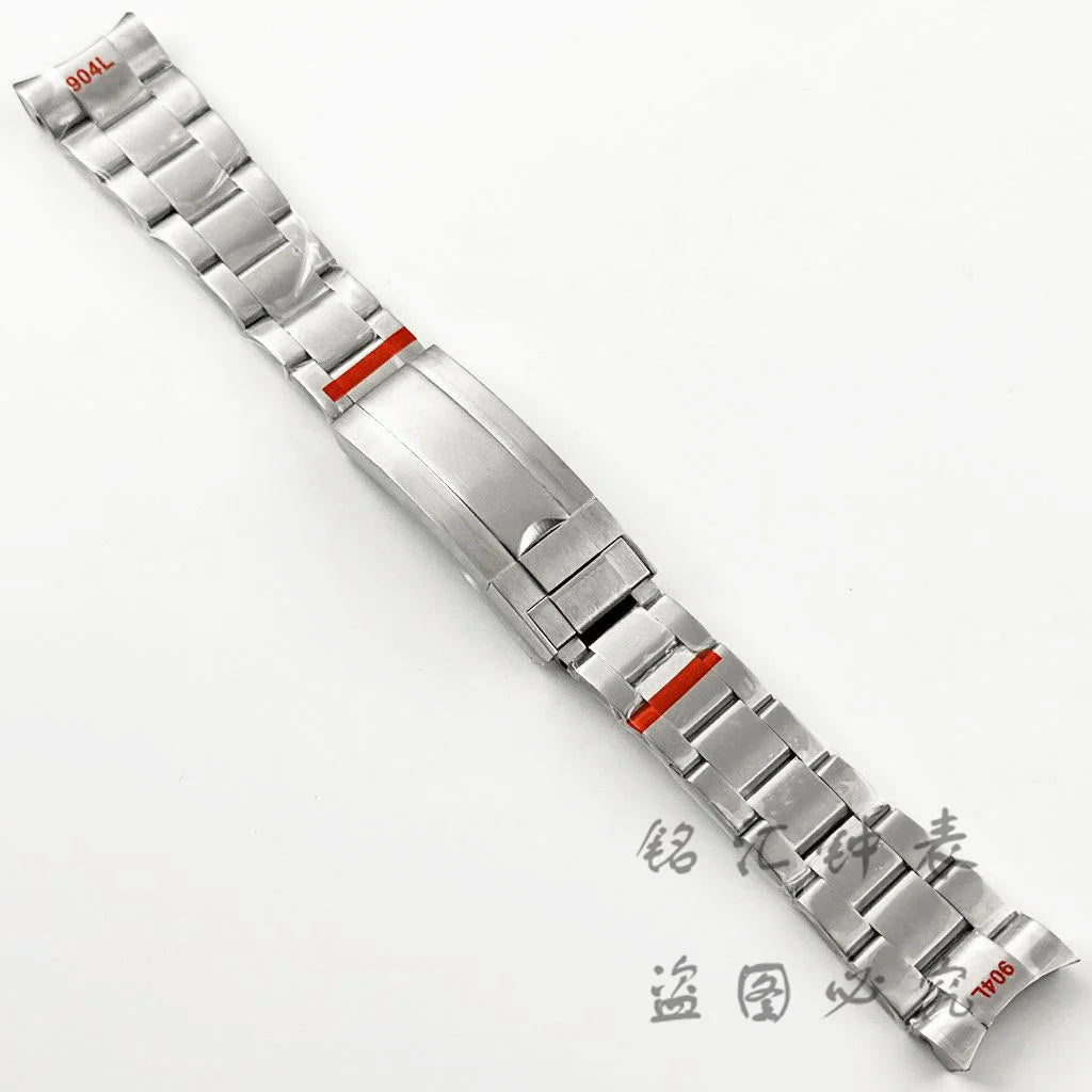 Bracelet présidentiel solide en argent, 20MM de largeur, en acier inoxydable 904L, fermoir à verrouillage coulissant, pour boîtier de montre Sub Log NH34 NH35