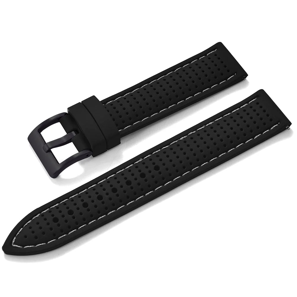 Bracelet de montre sport en silicone à dégagement rapide - Bracelet en caoutchouc souple respirant et imperméable, ajustement universel 18 mm 20 mm 22 mm pour hommes et femmes