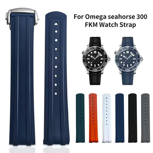 New Original Design for Omega Seamaster 300 FKM 20mm Rubber Strap, FDA Approved Fluoroelastomer Multicolour Options