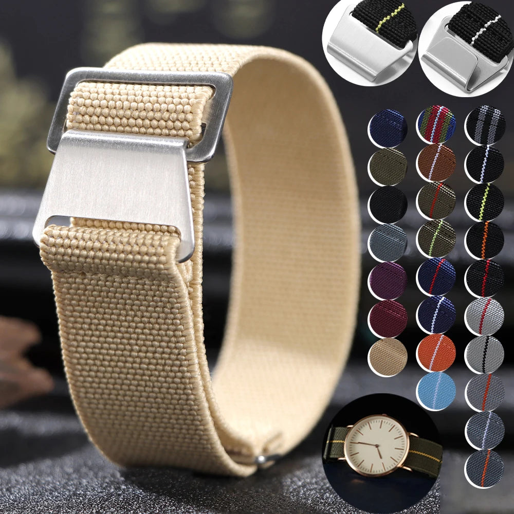 Bracelet de montre tressé en Nylon, 18/20/22mm, élastique, troupes françaises, sac de Parachute, Bracelet de Sport universel pour hommes et femmes