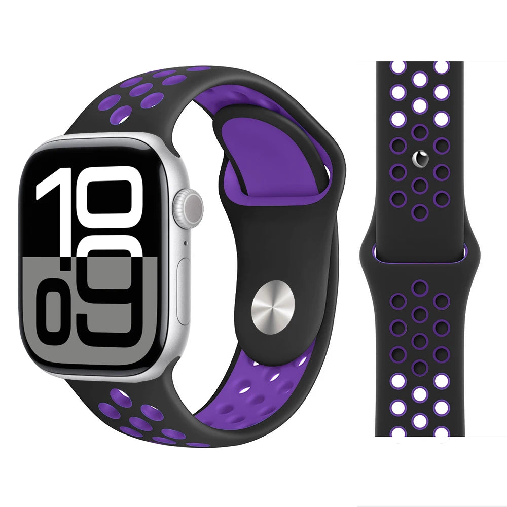 Bracelet en Silicone pour bracelets de montre Apple 46mm 44mm 45mm 40mm 41mm 42mm, Bracelet de Sport Correa iWatch série 11 10 9 SE 8 7 6 5