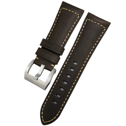 Bracelet de montre en cuir véritable, 24mm 26mm, pour Panerai LUMINOR PAM111 PAM 441, Style rétro, fait à la main