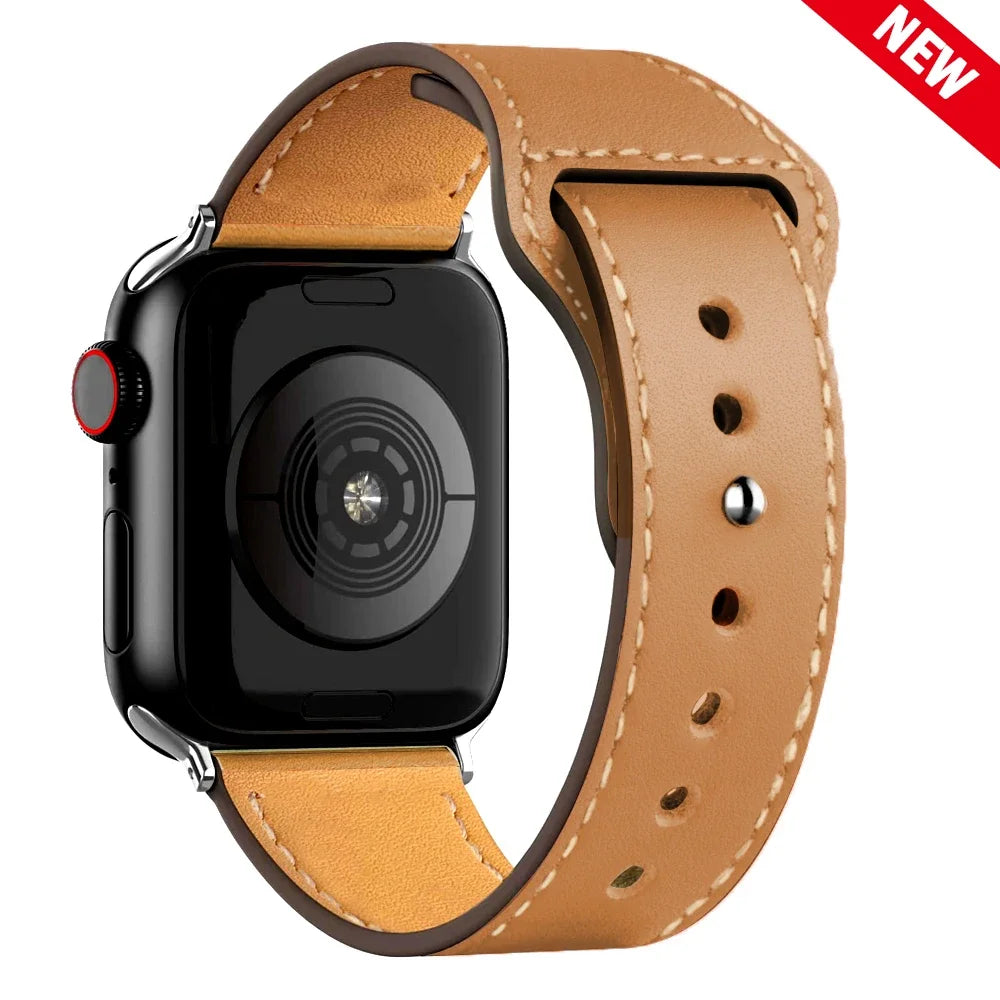 Cinturino in pelle per Apple Watch, Ultra 3, 49mm, 46mm/42mm, 41mm/45mm, 44mm, 40mm, iWatch serie 11 10 9 8 7 4 5 6 se