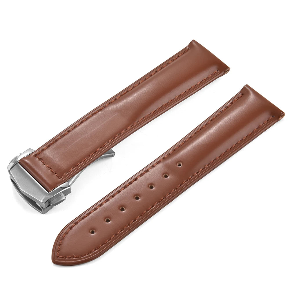 Cinturino in pelle bovina con fibbia pieghevole 19 20 21 22mm per Omega Seamaster, cinturino universale da uomo di alta qualità a sgancio rapido