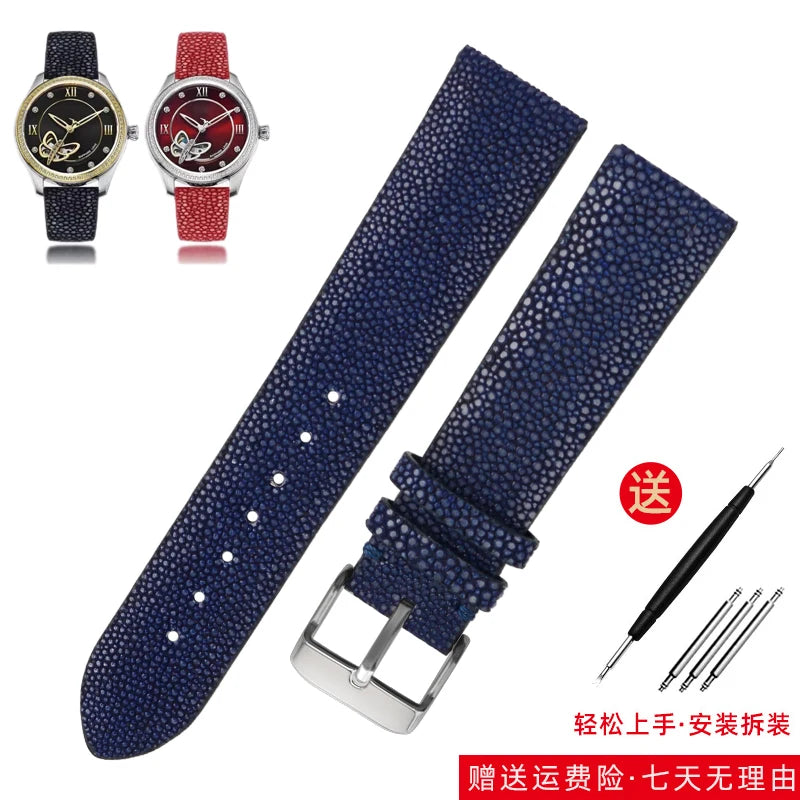 Bracelet de montre en peau de poisson perle pour Huawei TISSOT Omega Mido Tudor bracelet de montre en cuir Manta Ray pour hommes et femmes 20mm 22mm