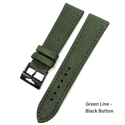 Nylon Canvas Watch Strap, 22mm, for Breitling HMGER Challenger, black, green, gray, yellow, high quality