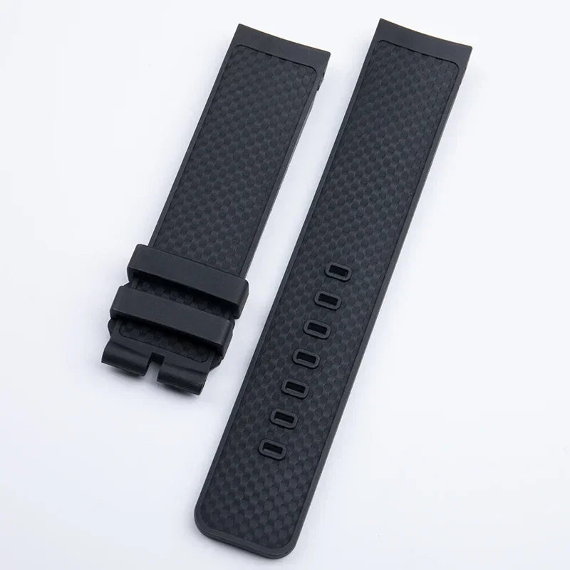 Soft Fluororubber Watch Strap, 22mm, for IWC AQUATIMER FAMILY IW376806 IW379503, Black and Blue, Quick Release