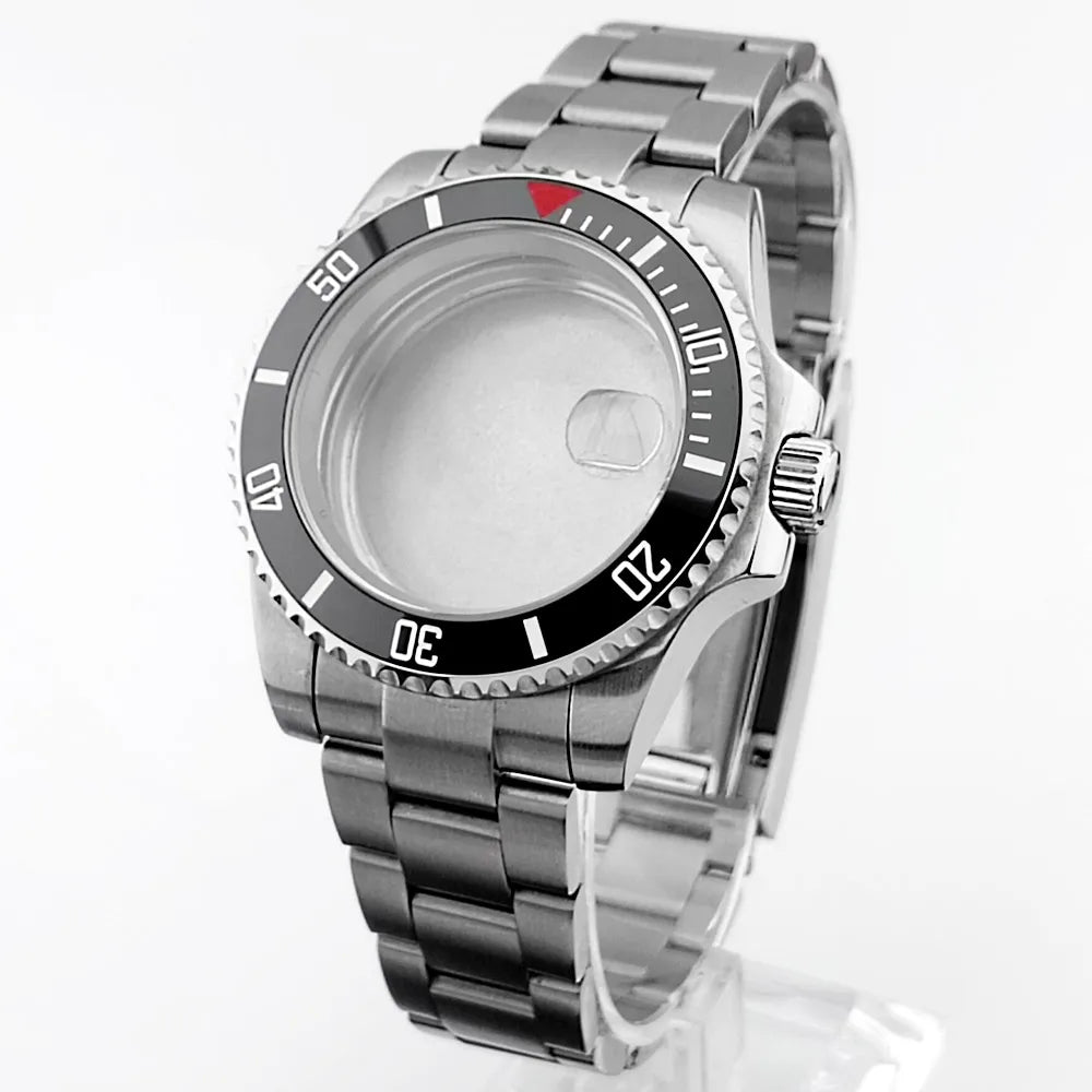    40.5mm sous-montre verre saphir boîtier en métal ajustement NH35/36/38 mouvement ajustement 28.5mm cadran pièces de montre accessoires boîte de montre bande