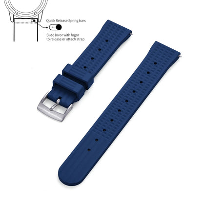 JUELONG – bracelets de montre en caoutchouc gaufré FKM, à dégagement rapide, étanche, Durable, en caoutchouc fluoré, 20mm 22mm, pour montre de plongée traditionnelle