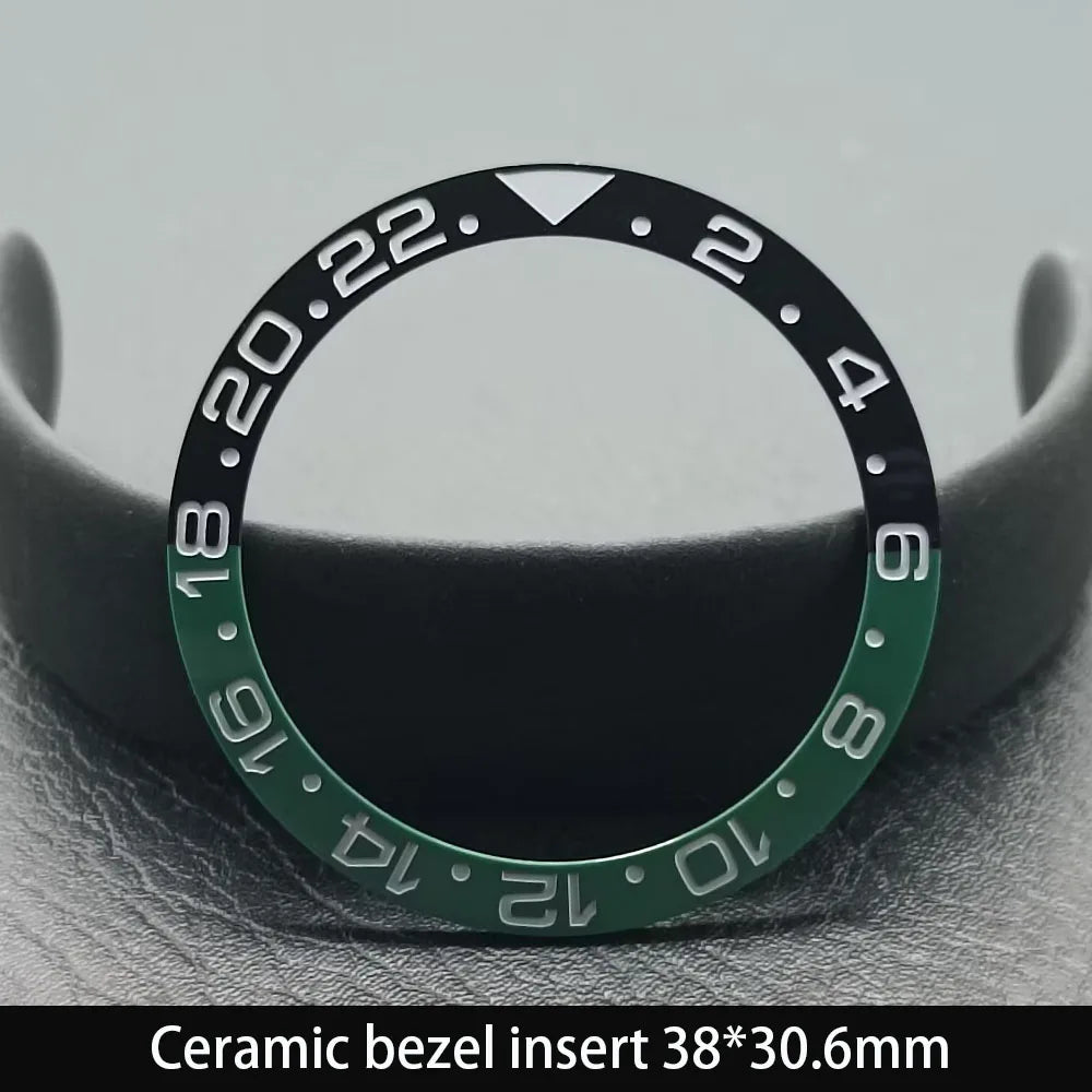 38mm x 30.6mm Sloped Ceramic Bezel GMT and Diving Watch Insert for 40mm Men's Watch Replacement Watch Bezel Inserts